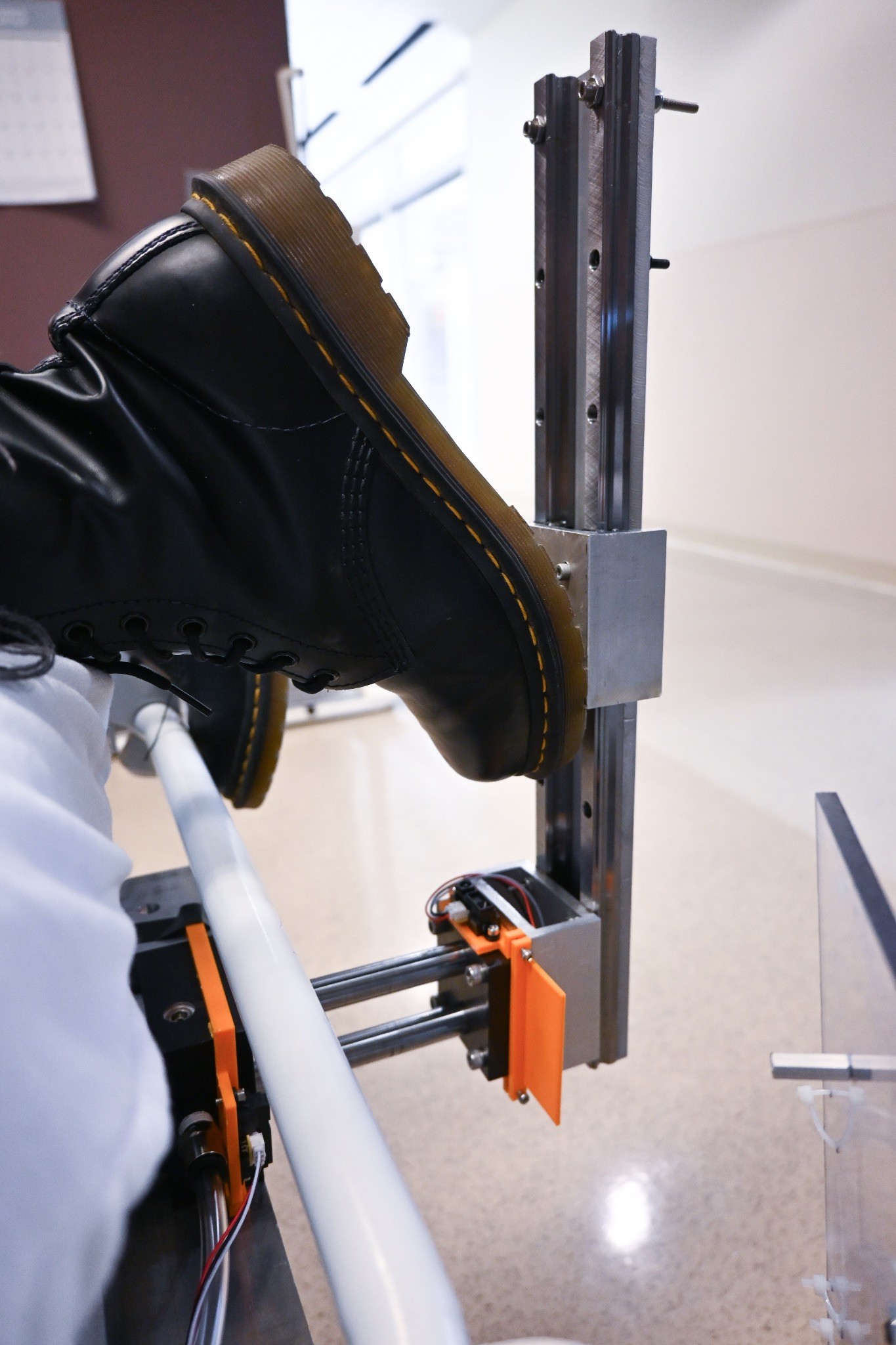 Patient foot on device during testing