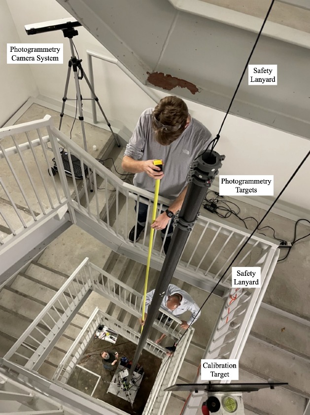 SELTI lunar tower deployed to 8.5m in MIT stairwell