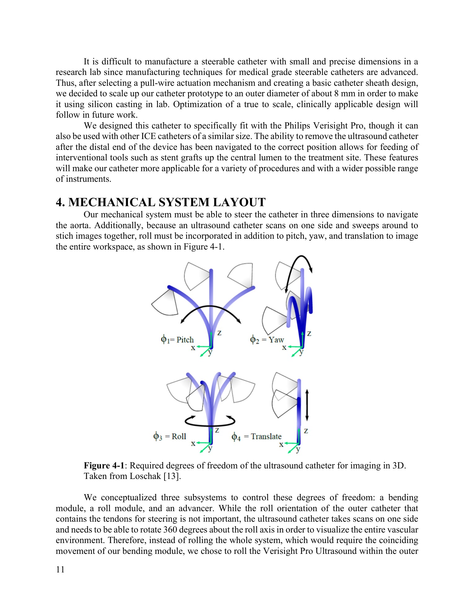4 degrees of freedom for catheter steering