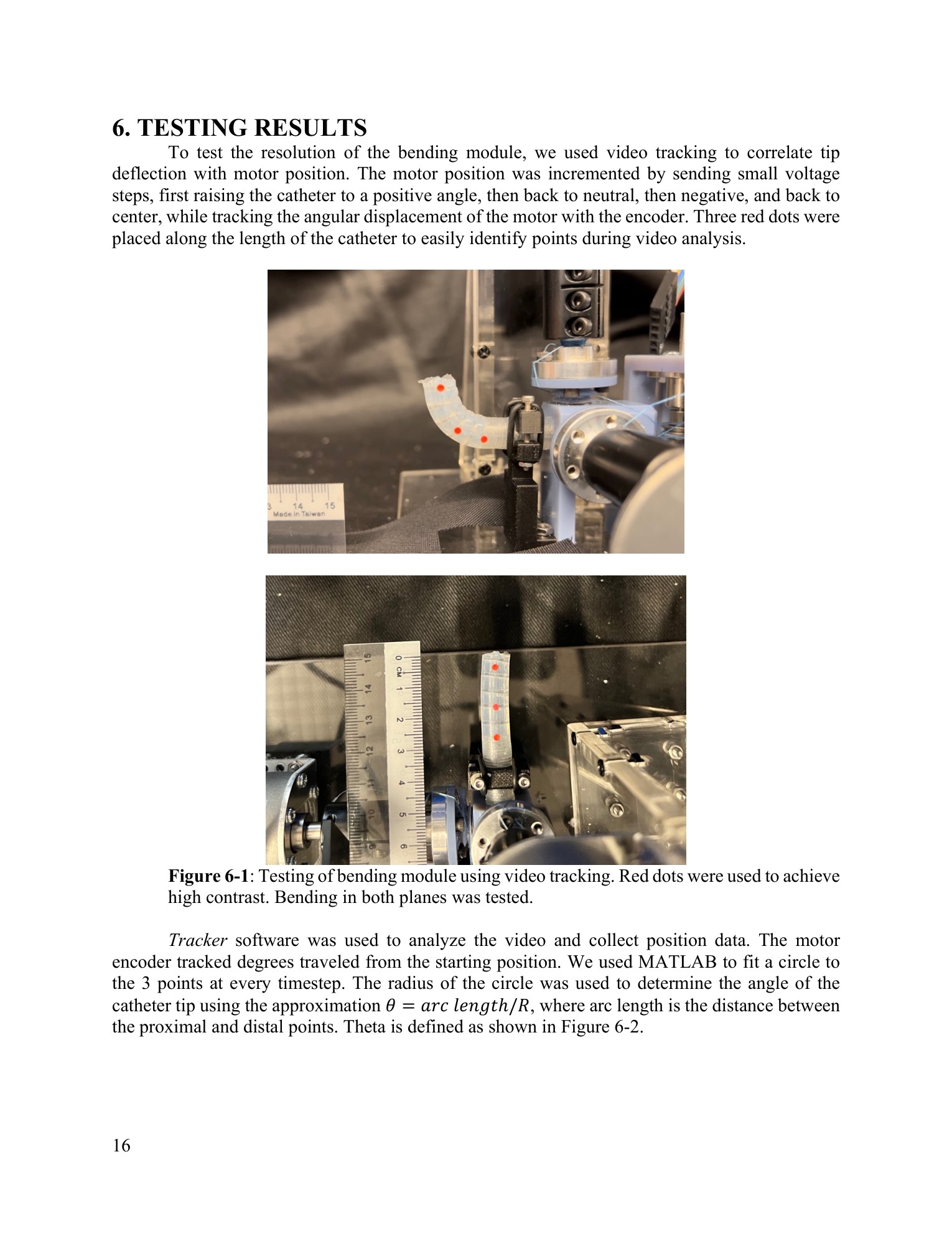 Bending test with video tracking